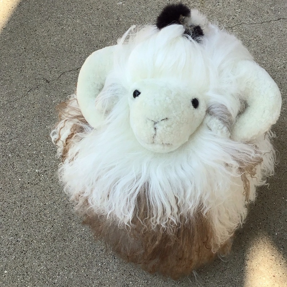 Fluffy White and Brown Sheep Plush